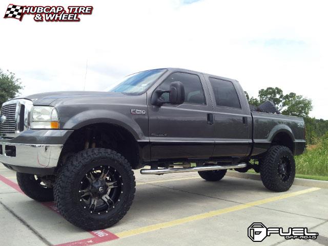 vehicle gallery/ford f 250 fuel driller d257 0X0  Black & Machined with Dark Tint wheels and rims
